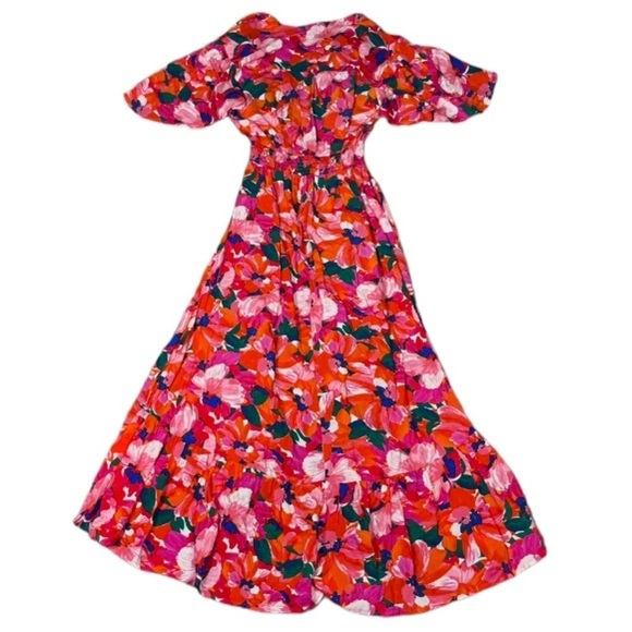 Abel The Label Dress Womens XS Pink Santa Cruz Tropical Island Beach Floral Midi - Picture 4 of 9